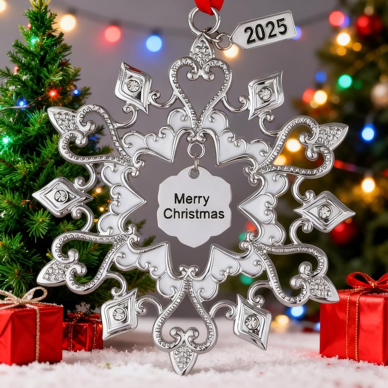 K-MLICE Christmas Tree Ornaments Snowflake Dated 2025, Metal Christmas Ornaments, Christmas Tree Decorations, Hanging Decoration, Angel Reindeer - Image 2